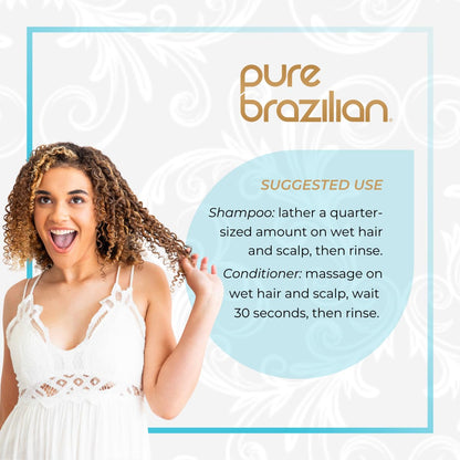 anti Frizz Daily Shampoo & Conditioner - Salt-Free & Color Safe Shampoo & Conditioner Enriched with Keratin, Argan Oil, and Acai (13.5 Ounce / 400 Milliliter)